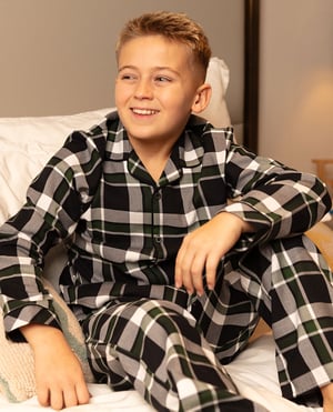 Olive Boys Lightly Brushed Check Pyjama Set - 12-13