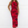 Zodiac Queen Mesh Maxi Dress Red