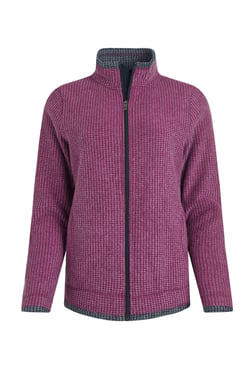Weird Fish Ariana Full Zip Grid Fleece Purple Wine Size 8