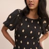 Black Polka Dot Shirred Landy Mini Dress
