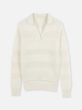 Organic Color Mixed Pattern Cashmere Polo - XL / off white / WK0916-H-1