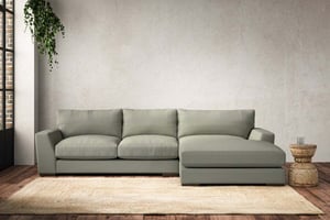 nkuku Guddu Right Hand Chaise Sofa | Make To Order | Medium | Recycled Cotton Seaspray