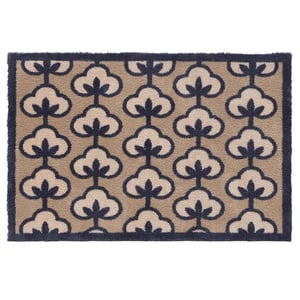 Retro Flower Neutral Washable Doormat - 65x85cm