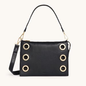 Hammitt Montana Clutch Black Brushed Gold Lrg