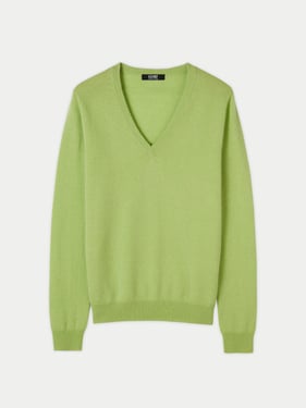 Essential Cashmere V-Neck Sweater - 2XL / jade lime / WK02-554