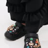AKIRA Azalea Wang Everett Multi Stone Gold Chain Flat Shoes | Black | Size Medium