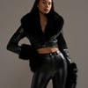 AKIRA Gisele Crop Moto Blazer | Black | Size Large