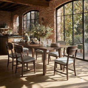 COLAMY PURA Solid Wood Dining Chair with OEKO-TEX® Fabric - Brown / Set of 6