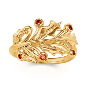 Jeulia "Everlasting Mistletoe" Gold Tone Sterling Silver Band