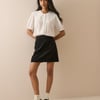 Black Cord Patch Pocket Mini Skirt