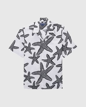 Vilebrequin - Men Linen Bowling Shirt Starlettes - Shirt - Charli - White - Size M