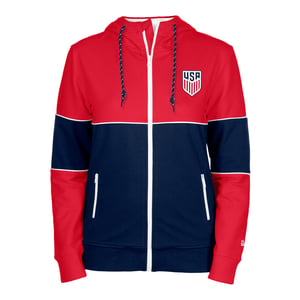 Women's New Era USMNT Full Zip Blocked Red Hoodie / 2X