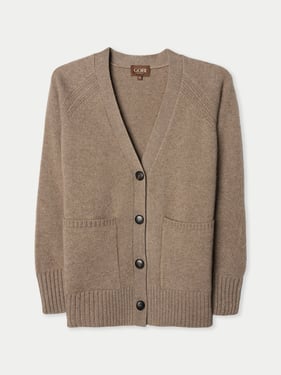 Organic Colour Relaxed-Fit Cashmere Cardigan - XL / taupe / WK728-57
