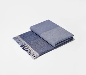 Checked Throw - Slate Blue