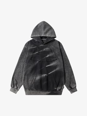 Thesupermade Tie-dye Contrasting Print Pullover Hoodie - Black / XL