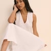 White Sleeveless Audrey Midi Dress
