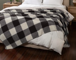 QE Home Buffalo Checkered Sherpa Blanket in Black & White, Queen