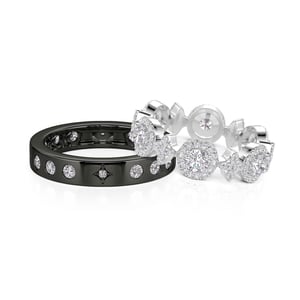 Jeulia Celestial Star Couple Rings Sterling Silver