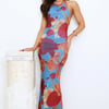 Love Rush Mesh Halter Maxi Dress Blue