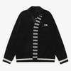 Retro Striped Contrast Panel Button-Up Collar Sweater - Black / M