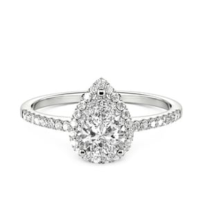 Jeulia Pear Cut Halo Sterling Silver Engagement Ring