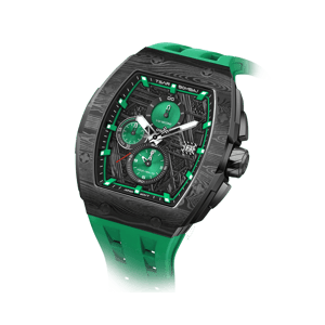 TSAR BOMBA Men's Quartz Chronograph Watch | Green | Stainless Steel Bezel & Case, Tonneau Luxury Design, 316L Stainless Steel, Sapphire Crystal, 5ATM Waterproof
