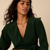 Green Peter Pan Collar Cord Cassis Mini Dress