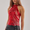 AKIRA Firecracker Rhinestone Blouse | Size Large