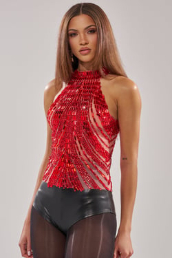 AKIRA Firecracker Rhinestone Blouse | Size XL