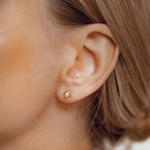Pearl Petal Stud Earrings Sterling Silver Gold