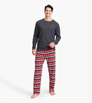 Fair Isle Moose Men's Stretch Cotton Pajama Pants