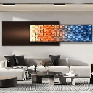 Modern Abstract Gradient Wall Art 3D Geometric Design Wall Decor with Dual-Tone Palette for Living Room