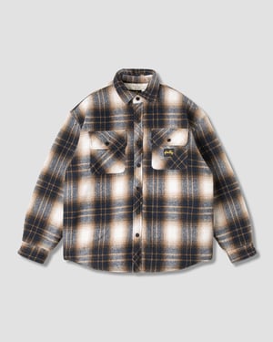 Quilted Plaid Overshirt (Navy Plaid) - XXL