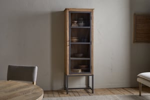 nkuku Nirvi Mango Wood & Iron Tall Cabinet | Storage Furniture | One Size | Black