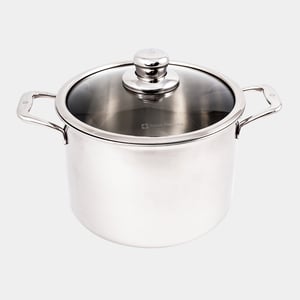 Premium Clad 7.9 qt Stock Pot with Glass Lid - Induction