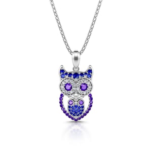 Jeulia "Stay with You" Mom and Baby Owl Sterling Silver Necklace