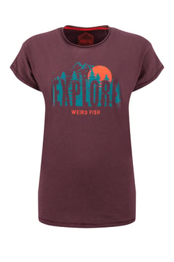 Weird Fish Explore Organic Cotton Graphic T-Shirt Aubergine Size 8