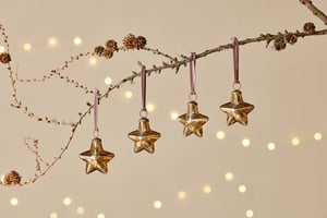 nkuku Sardi Star Baubles Set Of 4 | Christmas Decorations | Gold