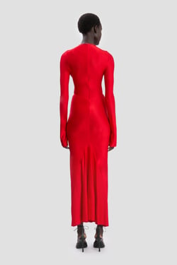 Victoria Beckham Frances Midi Dress In Cardinal Red - 16 - Womens