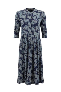 Weird Fish Hellen Printed Crepe Viscose Shirt Dress True Blue Size 22