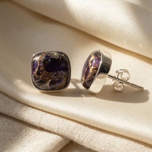 Amethyst February Birthstone Sterling Silver Stud Earrings