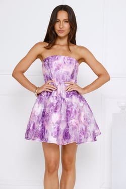 Charlotte Loves Strapless Mini Dress Purple