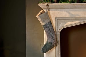 nkuku Dhanda Recycled Wool Stocking | Christmas Decorations | One Size | Moss & Natural