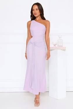 Style Capital One Shoulder Mesh Maxi Dress Lilac