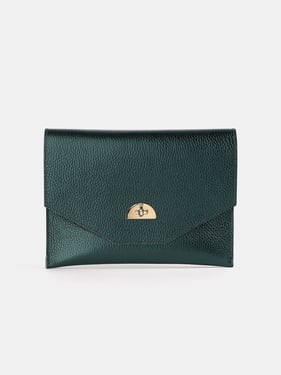 The Twist Lock Pouch - Metallic Emerald