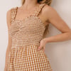 Orange Gingham Shirred Helena Jumpsuit