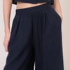 Navy Linen-Blend Wide Leg Jerrow Trousers