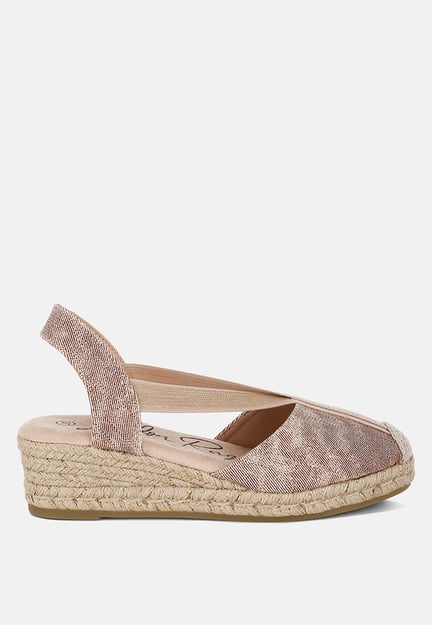 Port Side Metallic Woven Espadrille Wedges