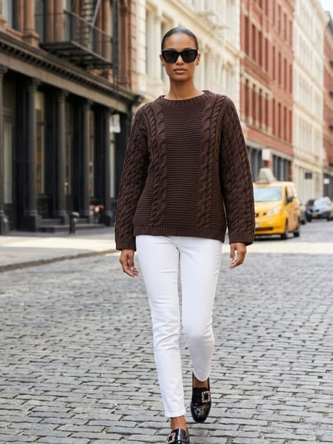 BOWERY Women's Cable-Knit Sweater Prêt-à-Porter BYMANYC ® New York