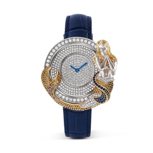 Jeulia "Sea Nymph" Mermaid Design Quartz Blue Leather Women's Watch